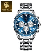 POEDAGAR Luxury Sports Waterproof Luminous Date Chronograph Mens Quartz Watches Stainless Steel Male Watch