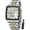 thumbnail image 1 of POEDAGAR Luxury Square Sport Man Wristwatch Waterproof Chronograph Stainless Steel Quartz Men's Watches, 1 of 6