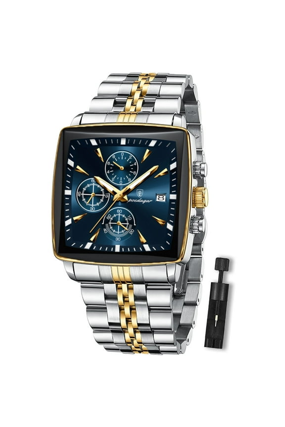 Luxury Square Sport Man Wristwatch Waterproof Chronograph Stainless Steel Quartz Men's Watches