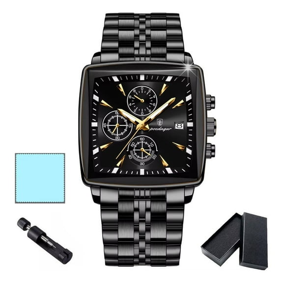 POEDAGAR Luxury Square Sport Wristwatch Waterproof Luminous Chronograph Quartz Men's Watches