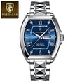 thumbnail image 1 of POEDAGAR Luxury Stainless Steel Quartz Blue Men Watch Luminous Waterproof Date Tonneau Case Watch, 1 of 9