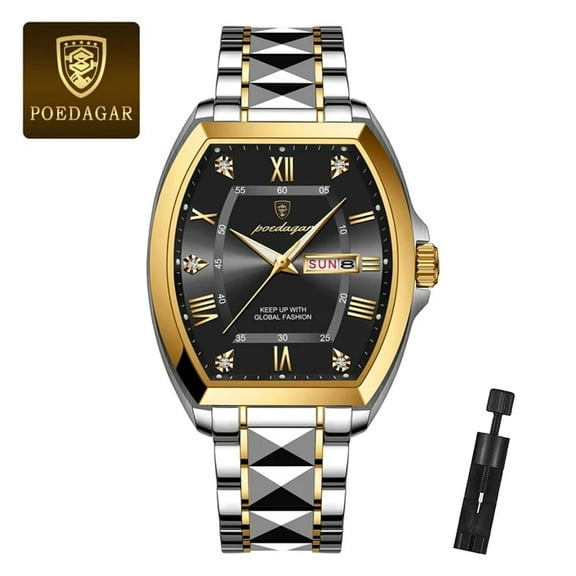 POEDAGAR Luxury Stainless Steel Watches for Man Luminous Waterproof Men Quartz Watch