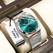 POEDAGAR Luxury Watch For Man Waterproof Luminous Date Week Stainless Steel Men Watch Casual Quartz Mens Watches Male Clock box