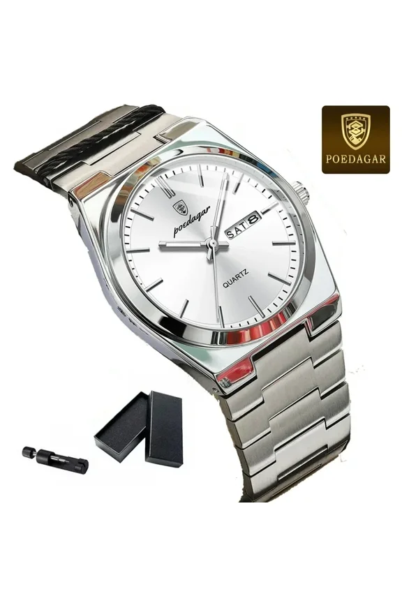 Luxury Watch For Man Waterproof Luminous Date Week Stainless Steel Men Watch Casual Quartz Men's Watches Male Clock+box