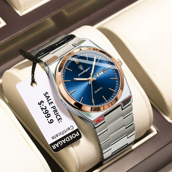 POEDAGAR Luxury Watch For Man Waterproof Luminous Date Week Stainless Steel Men Watch Casual Quartz Men's Watches Male Watch