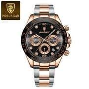 POEDAGAR Luxury Watch For Men Chronograph Waterproof Luminous Date Man Wristwatch Stainless Steel Mens Watches Quartz Clock box