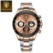 POEDAGAR Luxury Watch For Men Chronograph Waterproof Luminous Date Man Wristwatch Stainless Steel Mens Watches Quartz Clock box