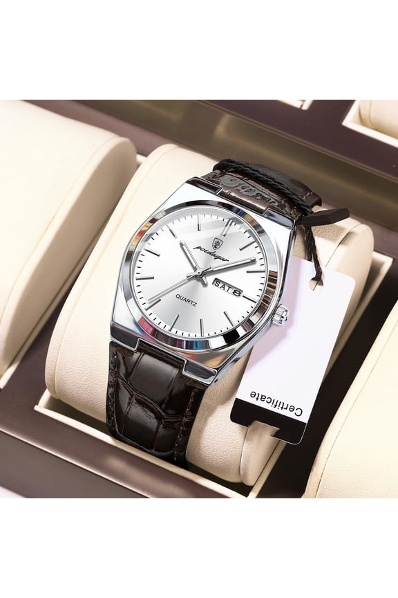 Luxury Watch for Men Military Leather Man Wristwatch Quartz Watch Waterproof Luminous Date Week Men's Watches