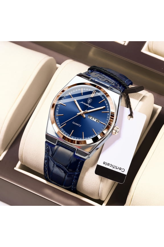 Luxury Watch for Men Military Leather Man Wristwatch Quartz Watch Waterproof Luminous Date Week Men's Watches