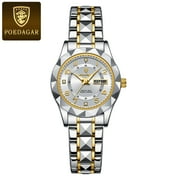 POEDAGAR Luxury Womens Watches Waterproof Luminous Date Week Ladies Watch for Female Quartz Stainless Steel Dress Women Watch