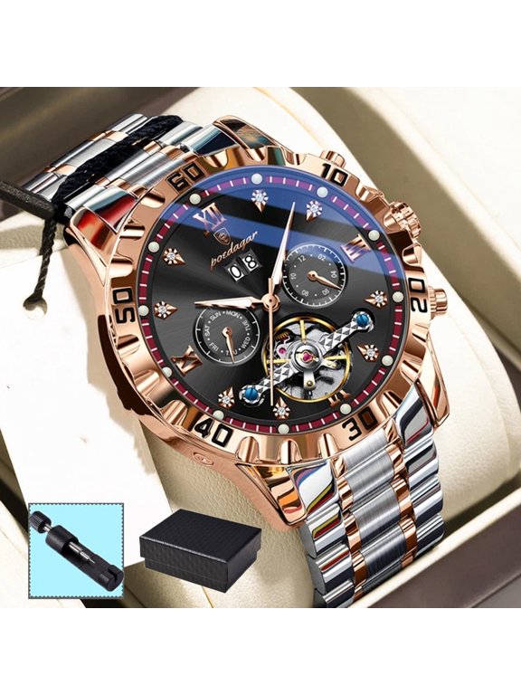 Men Automatic Mechanical Watch Luminous Markers Wristwatch Gift for Him