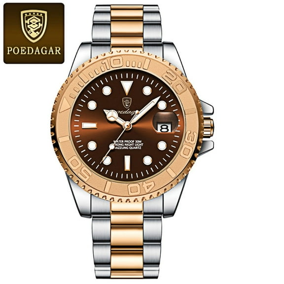 POEDAGAR Men Luxury White Quartz Fashion Stainless Steel Watch Luminous Date Wristwatch