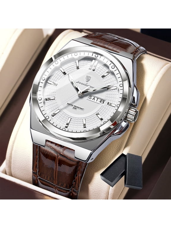 Men Quartz Watch Leather Band Waterproof Wrist Watch