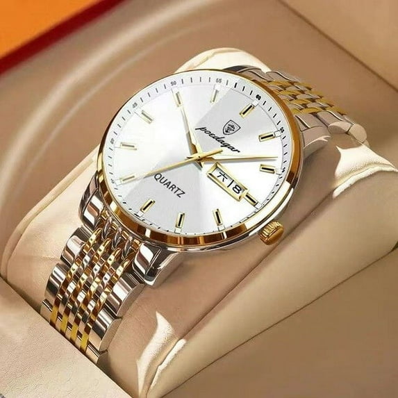 POEDAGAR Men Watch Fashion Business Quartz Watches Top Swiss Brand Luxury Waterproof Luminous Stainless Stain Men's Wristwatches