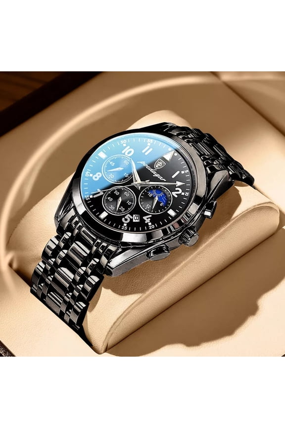 Men Watch Luxury Business Quartz Watches Stainless Stain Strap Sport Chronograph Men's Wristwatch Waterproof Luminous