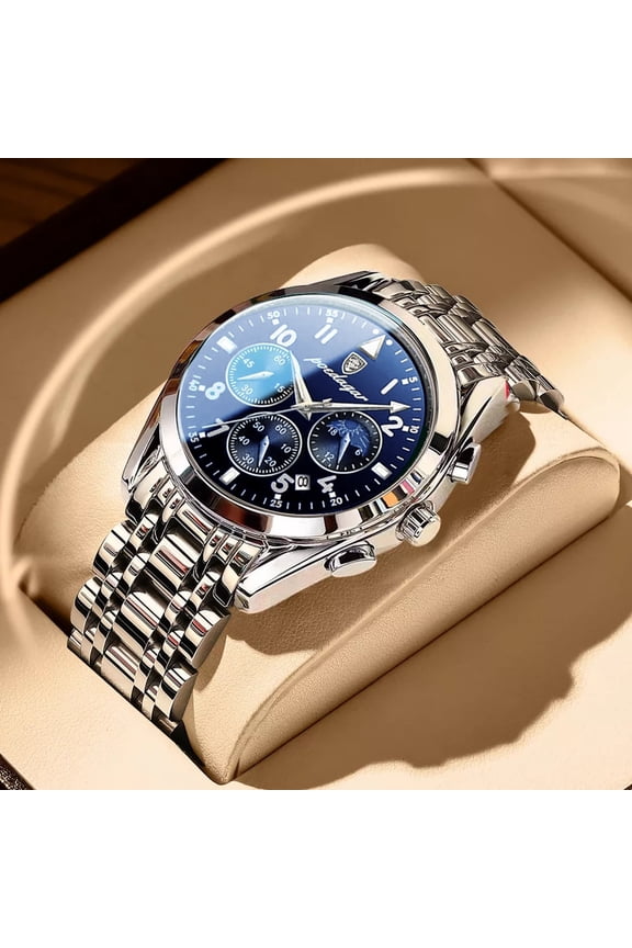 Men Watch Luxury Business Quartz Watches Stainless Stain Strap Sport Chronograph Men's Wristwatch Waterproof Luminous