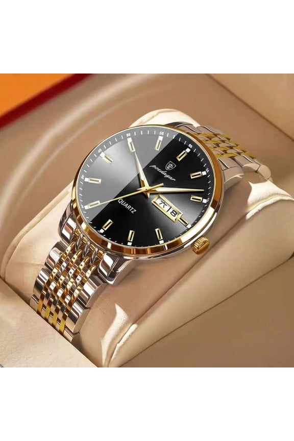Men Watch Stainless Steel Top Quailty Luxury Push Button Hidden Clasp Waterproof Luminous Date Week Sport Wrist Watches