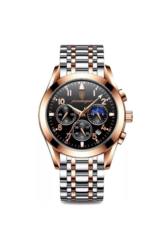 Men Watch Top Luxury Sport Chronograph Quartz Watches Stainless Steel Waterproof Luminous Date Week Business Wristwatch