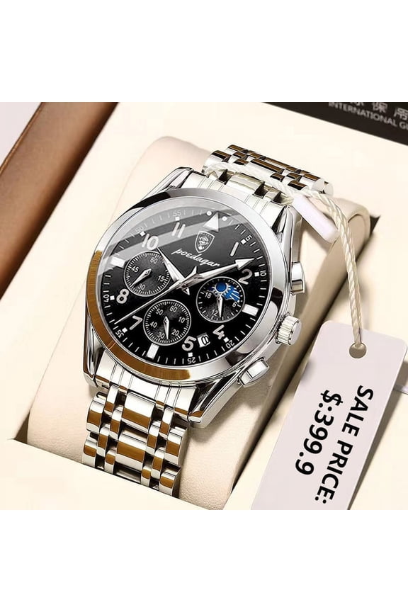 Men Watch Top Luxury Sport Chronograph Quartz Watches Stainless Steel Waterproof Luminous Date Week Business Wristwatch