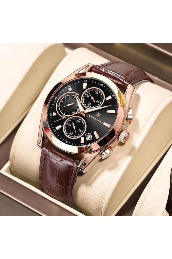 Men Watches Top Brand Luxury Leather Wristwatch Sport Chronograph Waterproof Luminous Quartz Military Watch for Men