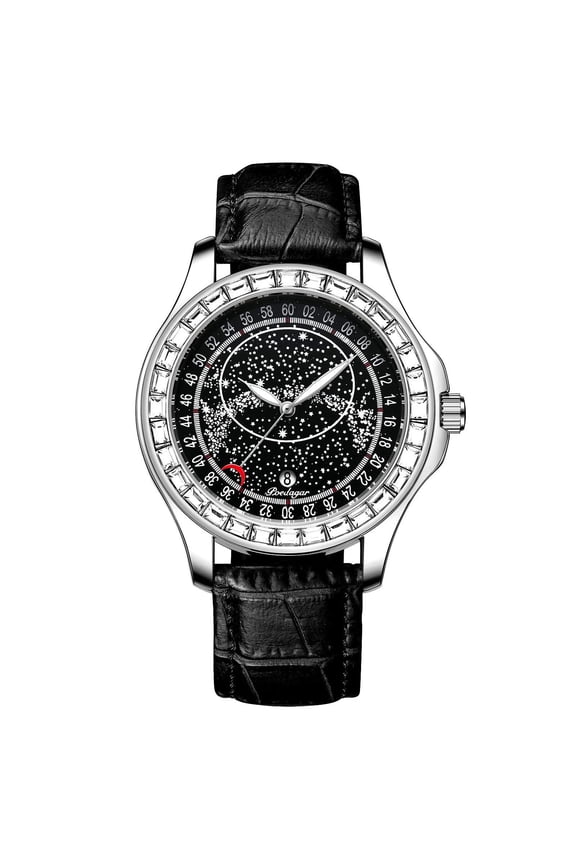 Men's Watch Fashion Leather Quartz Watches Starry Sky Diamond Style Waterproof Luminous Luxury Sport Men Wristwatch
