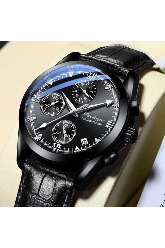 New Fashion Sport Chronograph Mens Watches Top Brand Luxury Military Leather Casual Quartz Wrist Watch Student Gif