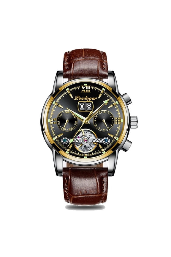 New Luxury Men Mechanical Wristwatch Genuine Leather Automatic Clock Top Brand Sports Chronograph Men Watches
