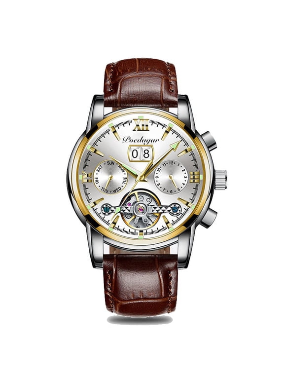 New Luxury Men Mechanical Wristwatch Genuine Leather Automatic Clock Top Brand Sports Chronograph Men Watches