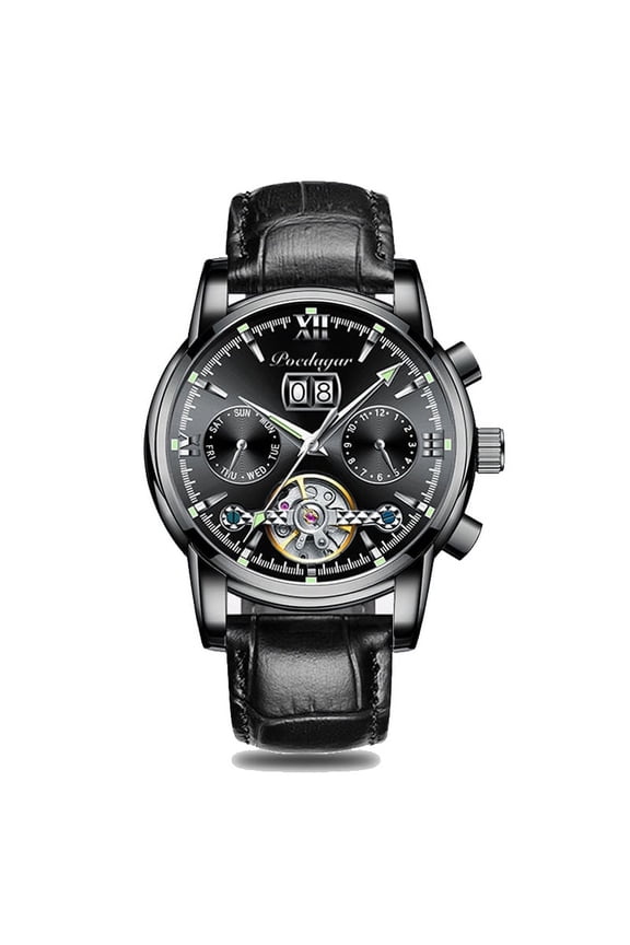 New Luxury Men Mechanical Wristwatch Genuine Leather Automatic Clock Top Brand Sports Chronograph Men Watches