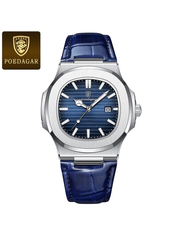 New Luxury Quartz Watch for Men Leather belt Sports Waterproof Luminous Date Fashion Square Men's Watches