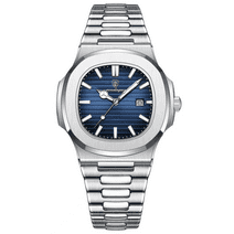 POEDAGAR New Luxury Rose Gold Quartz Watch for Men Stainless Steel Sports Waterproof Luminous Date Fashion Square Men's Watches