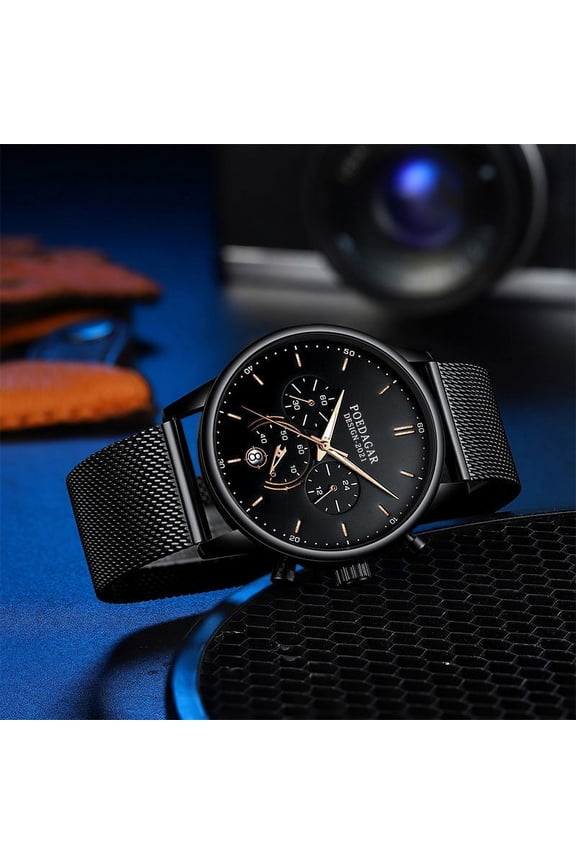 New Mens Watches Top Brand Luminous Waterproof Timing Calendar Casual Fashion Stainless Steel Mesh Quartz Wristwath