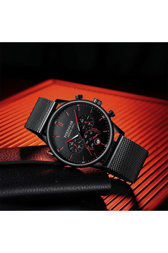 New Mens Watches Top Brand Luminous Waterproof Timing Calendar Casual Fashion Stainless Steel Mesh Quartz Wristwath