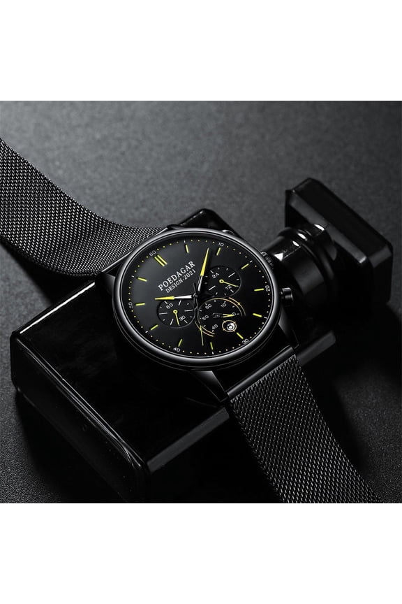 New Mens Watches Top Brand Luminous Waterproof Timing Calendar Casual Fashion Stainless Steel Mesh Quartz Wristwath