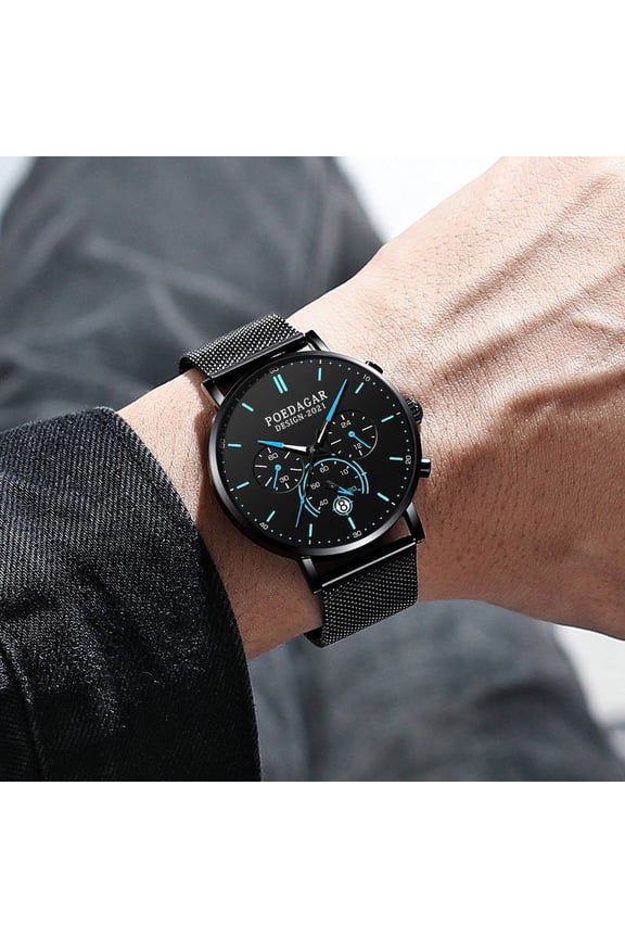 New Mens Watches Top Brand Luminous Waterproof Timing Calendar Casual Fashion Stainless Steel Mesh Quartz Wristwath