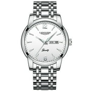POEDAGAR New Mens Watches Top Brand Luminous Waterproof Week Calendar Casual Fashion Stainless Steel Quartz Wristwatch Gift