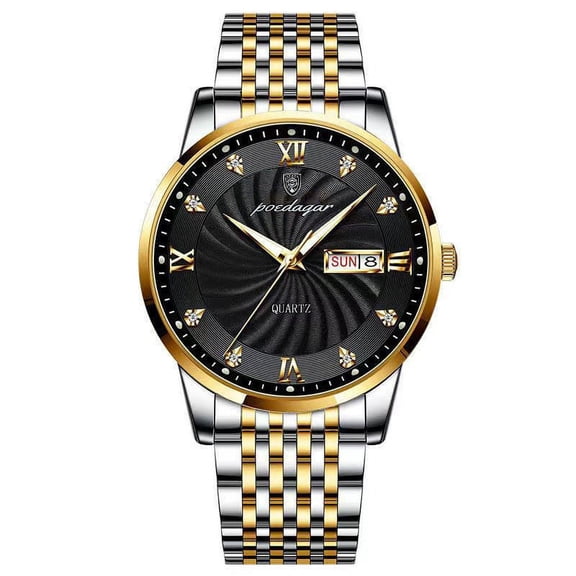 POEDAGAR Watch Men Luxury Stainless Steel Business Date Watch Waterproof Luminous Watches Mens Sport Quartz Wristwatch