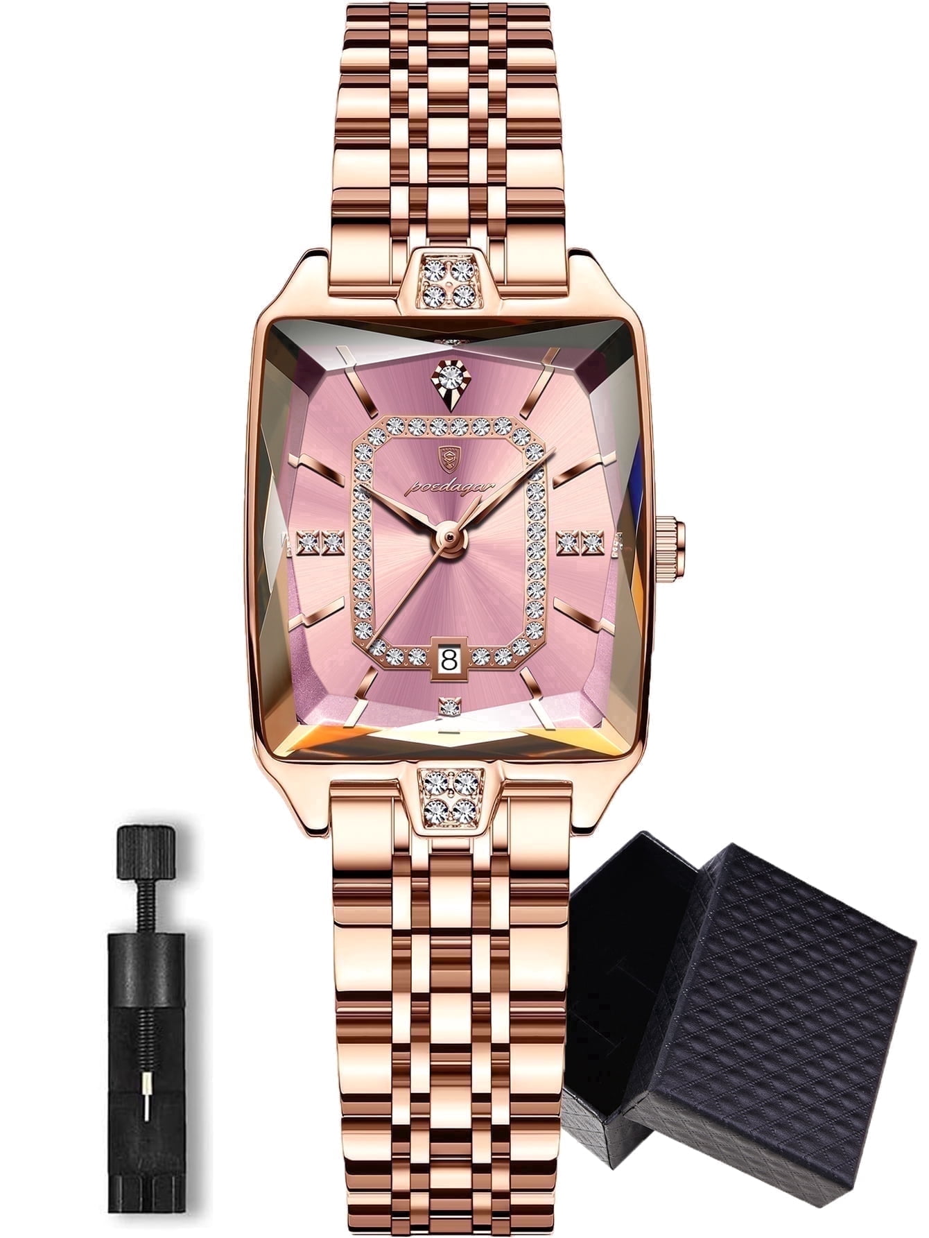 Womens Rose Gold Analog Quartz Ceramic Reloj Mujer Shinning Diamond Luxury Watch Women main image 4