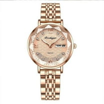 POEDAGAR Women Watches Fashion Rose Gold Steel Quartz Watch Waterproof Luminous Week Date Swiss Brand Ladies Wristwatch Bracelet