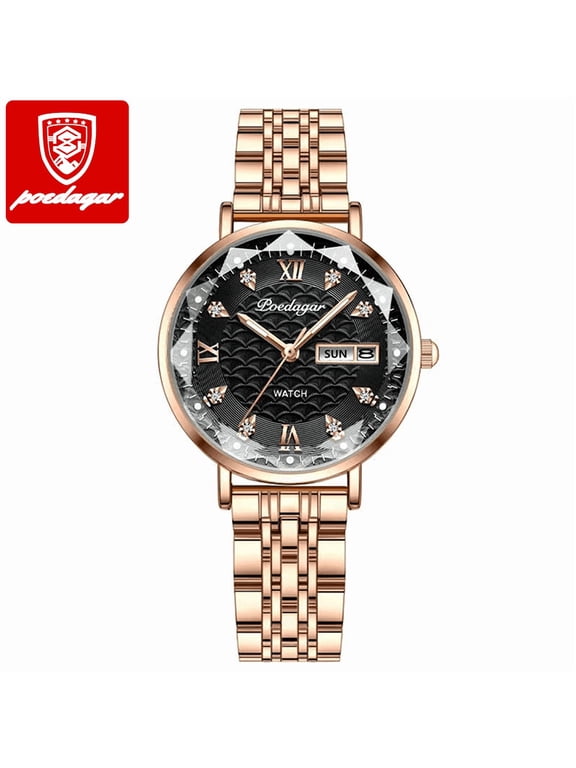 Women's Watch New Fashion Stainless Steel Women's Watch Waterproof Date Quartz Wristwatch Luxury Gift for Girlfriend