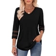 thumbnail image 1 of POENTAB Blouses for Women V Neck 3/4 Sleeve Ladies Work Tops Dressy Casual 2026 Trendy T Shirts Summer Clothes Black, 1 of 5