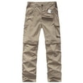 thumbnail image 1 of POENTAB Boys Outdoor Pants Breathable Stretch Zip Off Pant for Kids Elastic Waist Straight Leg Trousers with Belt Khaki 11-12 Years, 1 of 6