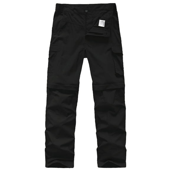 POENTAB Boys Sweatpants Cargo Joggers Convertible Water-repellent Hiking Pants Outdoor Clothes Black Size 14-16