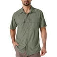 thumbnail image 1 of POENTAB Men Summer Sun Protection Shirts Loose Casual Short Sleeve Button Up Lightweight Outdoor Workwear With Mesh Line Green, 1 of 8