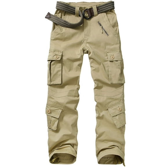 POENTAB Cargo Pants for Women Cotton Work Pant Hiking Trousers with 8 Pockets(No Belt)