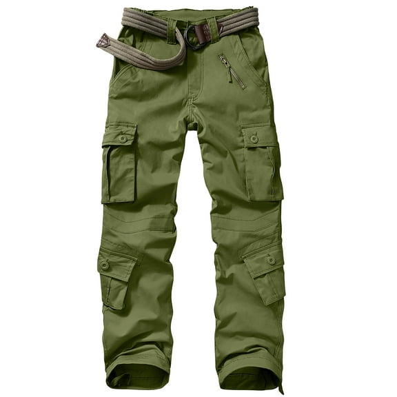 POENTAB Cargo Pants for Women Cotton Work Pant Hiking Trousers with 8 Pockets(No Belt)