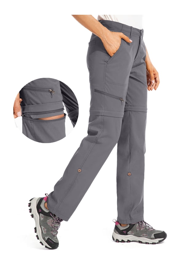 Hiking Pants for Women Convertible Quick-Dry Stretch Lightweight Zip-Off Outdoor Trousers with Multi Pockets