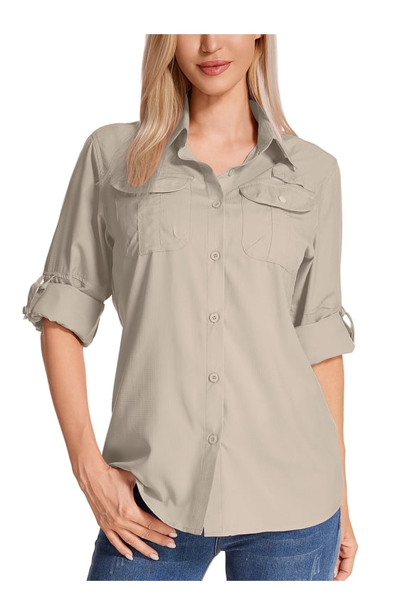 Women's UPF 50 UV Sun Protection Shirt, Cool Quick Dry Long Sleeve Outdoor Fishing Hiking Safari Travel Shirt Blouse