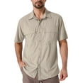 thumbnail image 1 of POENTAB Men Short Sleeve Work Shirts Quick Dry Hiking Fishing Sun Shirt Solid Color Button Tops Outdoor Safari Light Khaki, 1 of 7