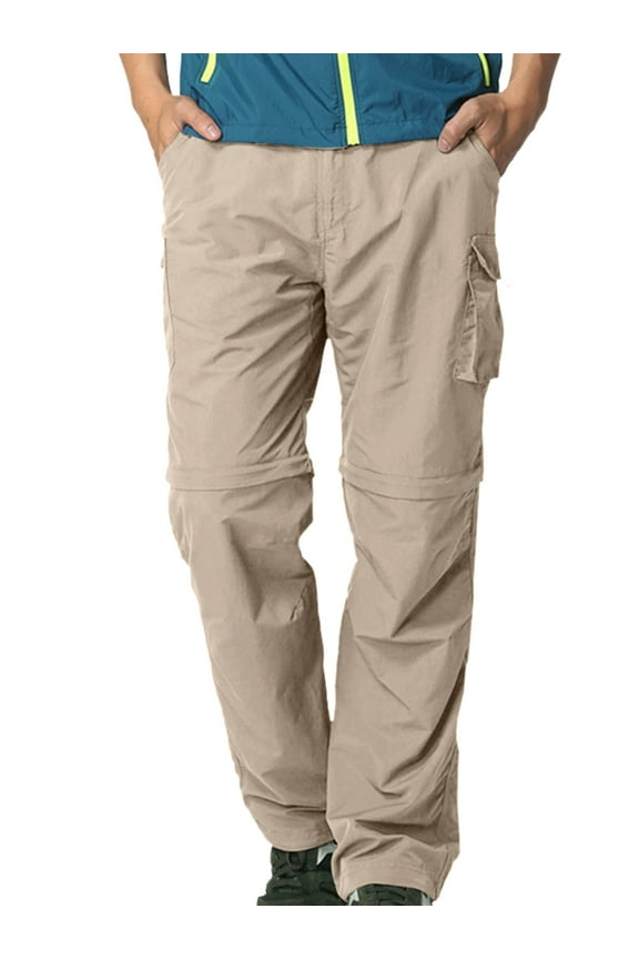 Work Pants for Men Workwear Casual Zip off Pant Classic Fit Quick Dry Fishing Hiking Beach Travel Clothes Khaki